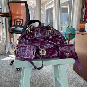 COACH Patent Leather Bag with Wallet and Small Coin Purse
